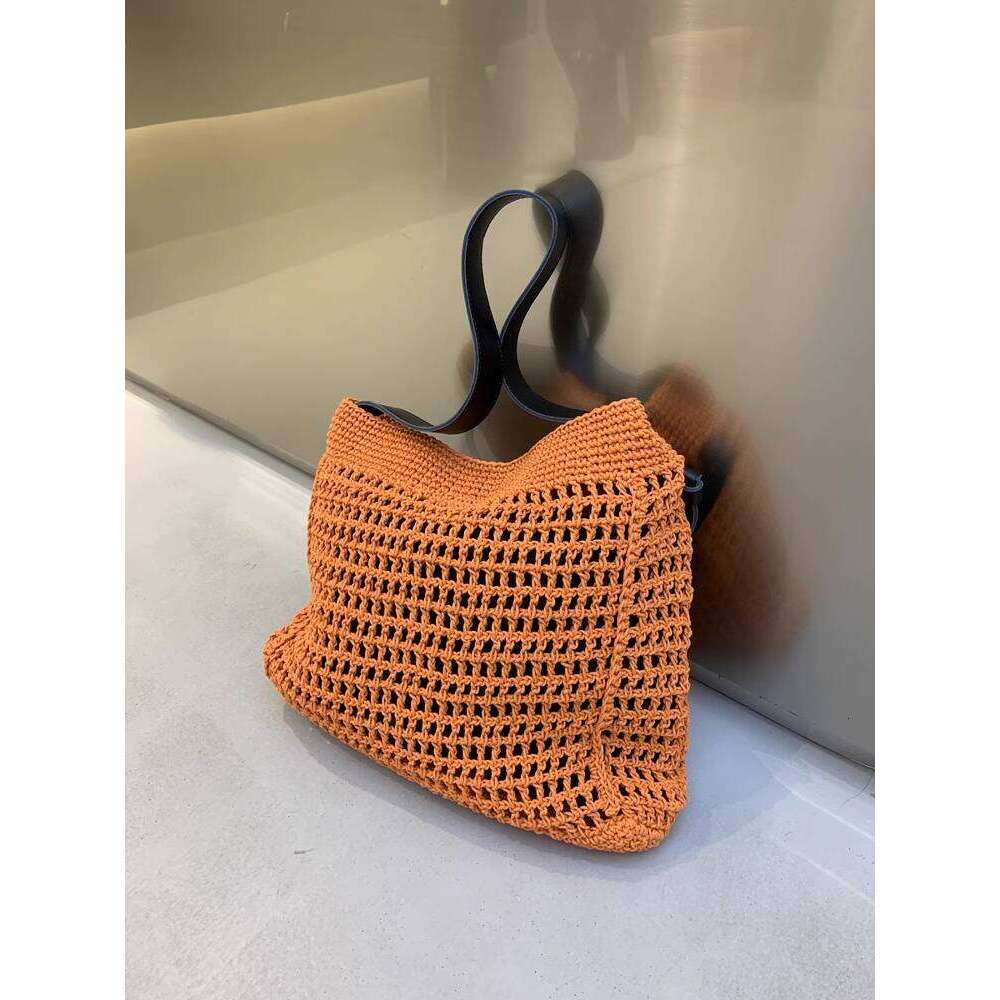 Niche Single Shoulder Genuine Leather Casual Crossbody Large Relaxed Lazy Cotton Linen Mori Style Woven Bag for Women