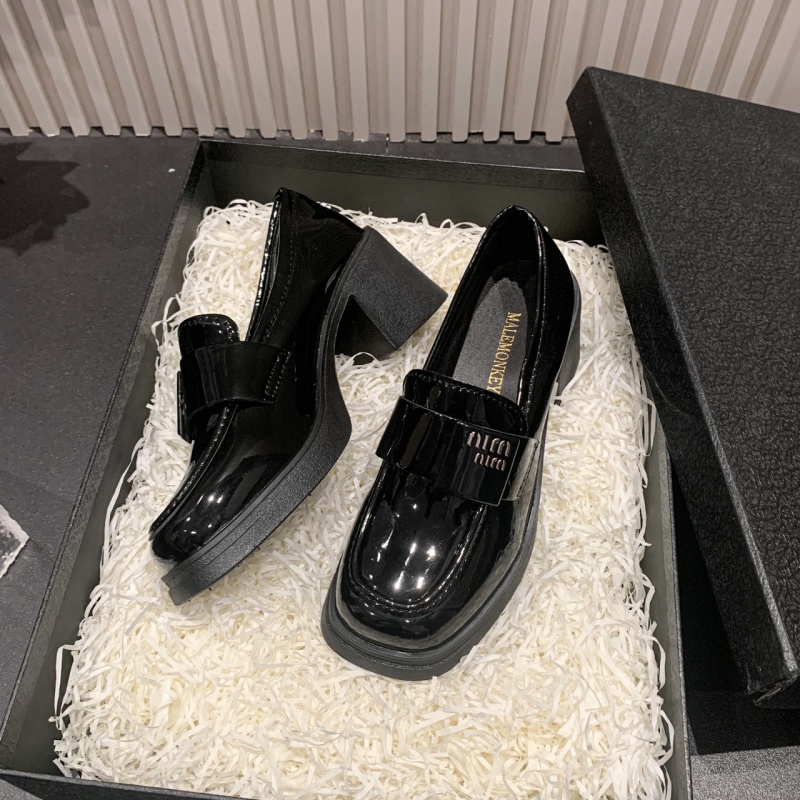 2025 free shipping fashion luxury designer square toe British women's fashion single shoe sleeve loafers high heels