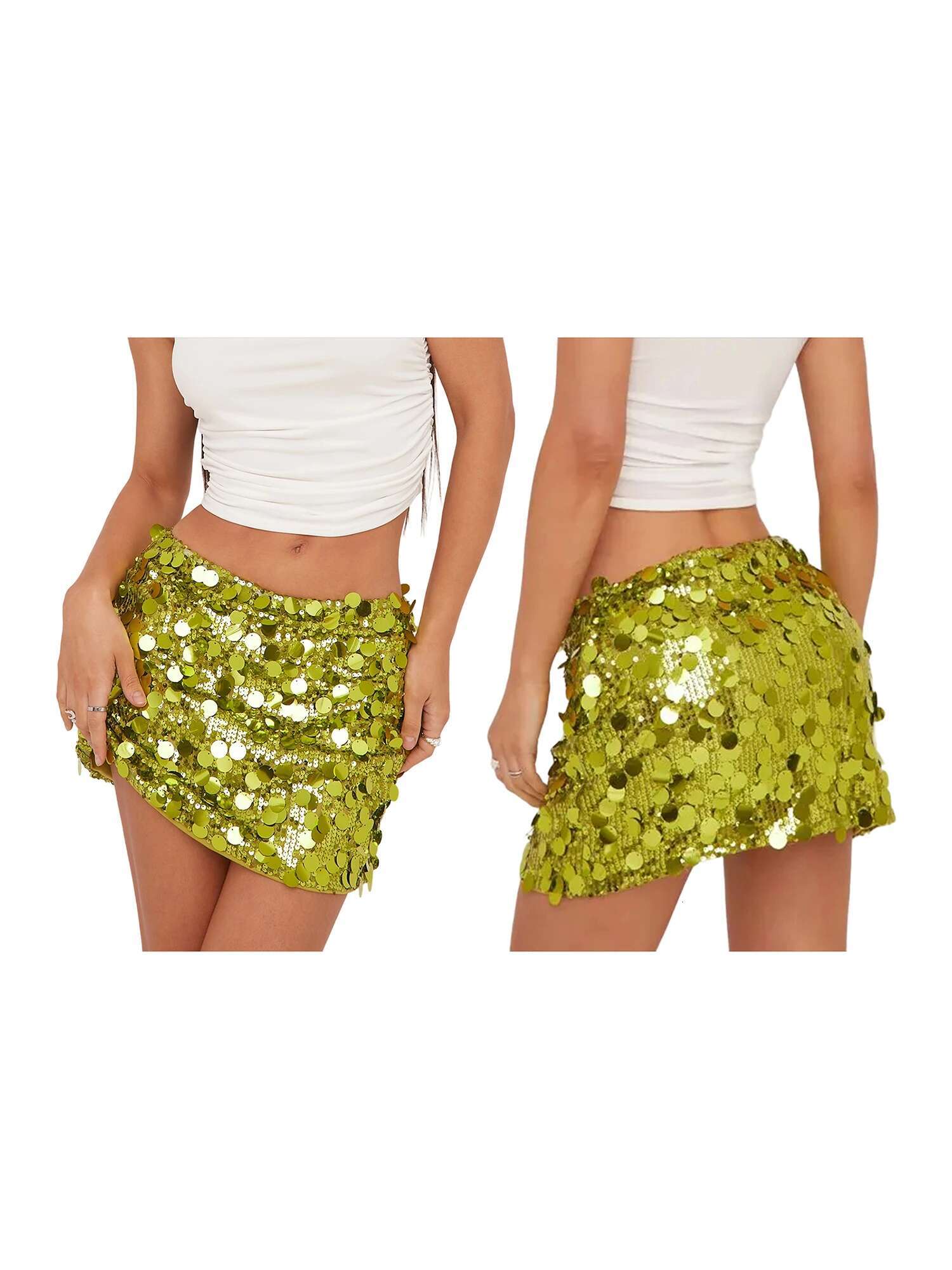 Womens Glittery Sequin Pencil Skirt with High Waistband and Flattering Bodycon Fit for Night Out Events and More