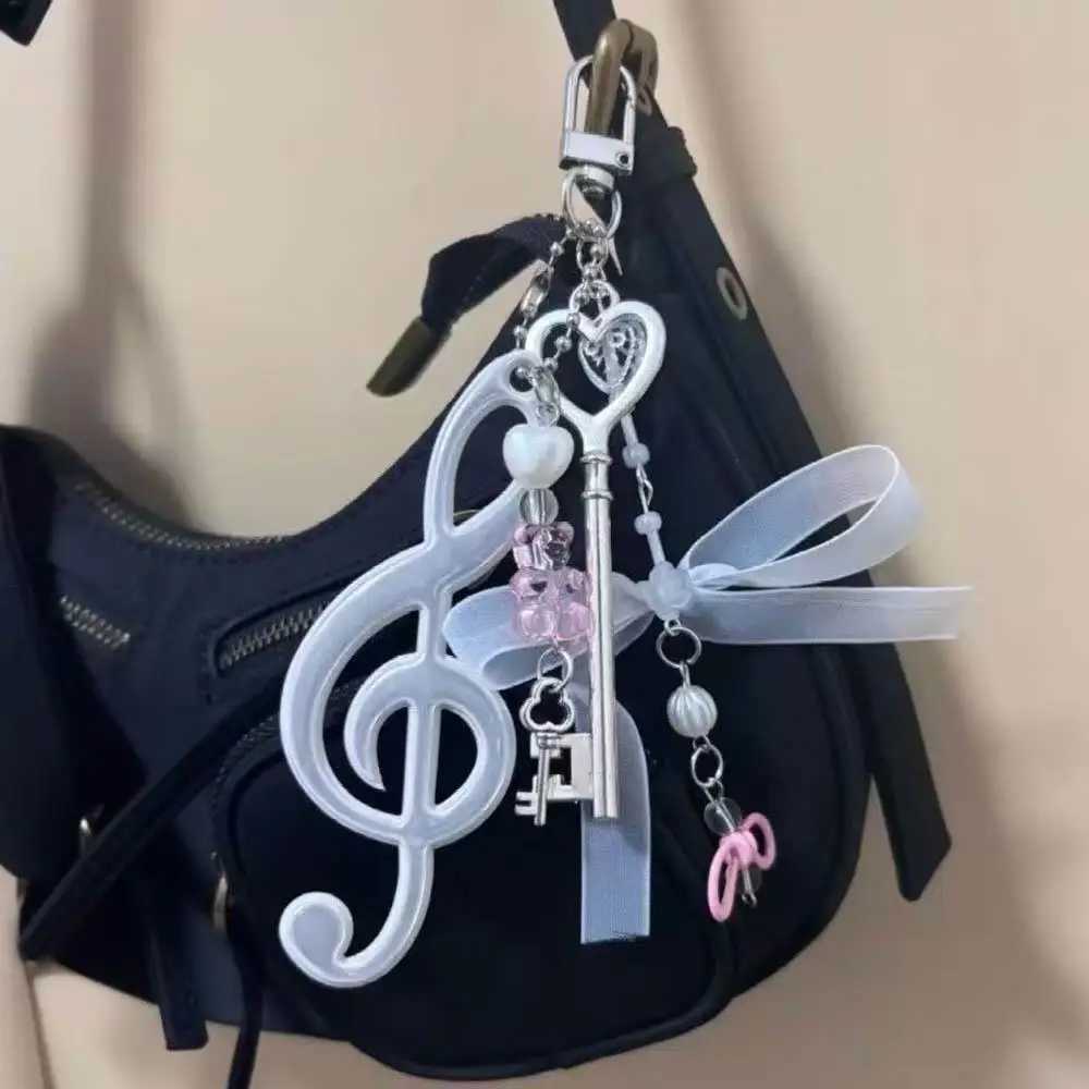Y2K Bowknot Music Symbol Bag Charms Korean Style Bag Pendant Creative Keychain Key Ornament Jewelry For Bag Keychain Wholesale XJ250607
