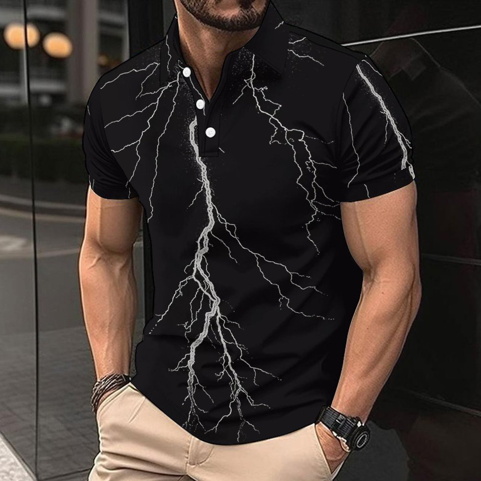 mens polo shirt golf shirt designer polo with Stylish 3D Printing Men's Collared Short Sleeve Printed Polo Shirt EU Sizes: S - 3XL