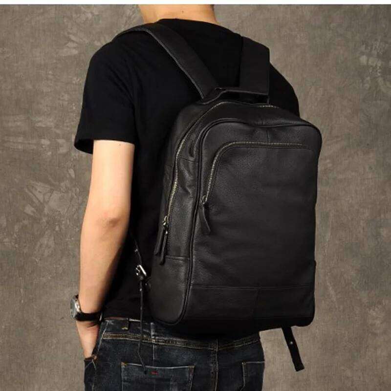 Designer Bag High Quality Fashion Genuine Leather Men Bagpack Student School Bag Backpack Daily Male Rucksack Large Knapsack Black
