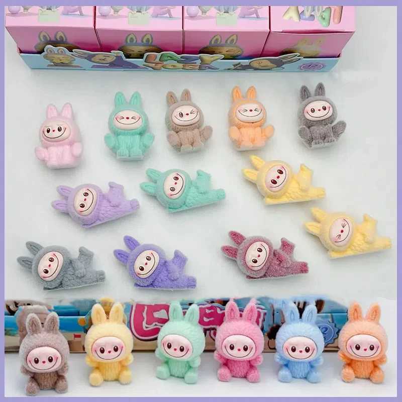 LABUBU Blind Box Trendy Flocking LABUBU Cloth DIY Cute Desktop Car Three-dimensional Ornaments Pendant Decoration Gift Z250607