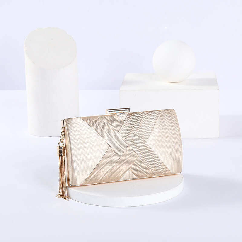 Silky Satin Woven Tassel Evening Clutch Women Chain Banquet Bag Stylish Handbag for Girls GUHUISHU