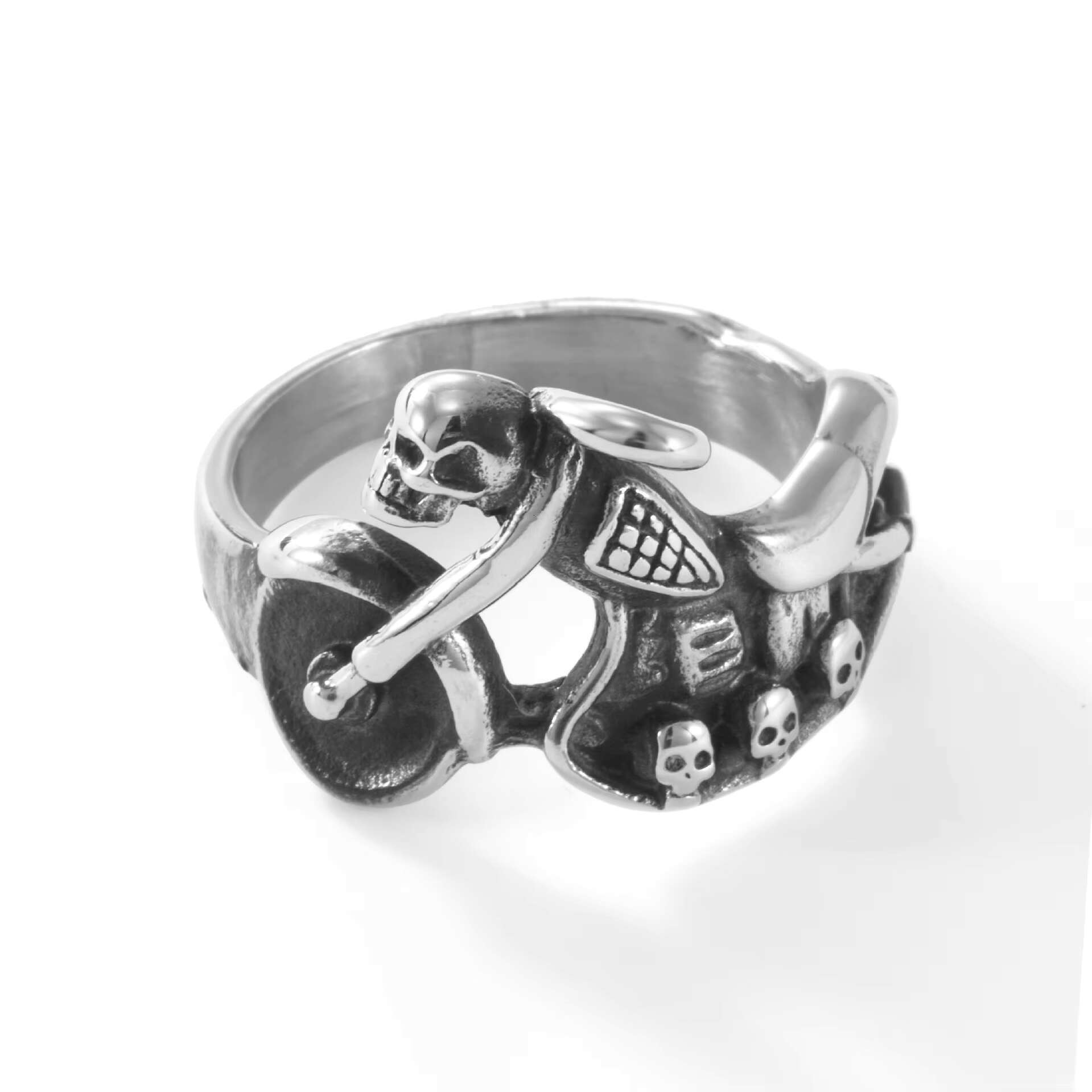 High Quality Stainless Steel Vintage Motorcycle Skull-Textured Rings Non-Fade Hypoallergenic New Arrival for Engagement Party