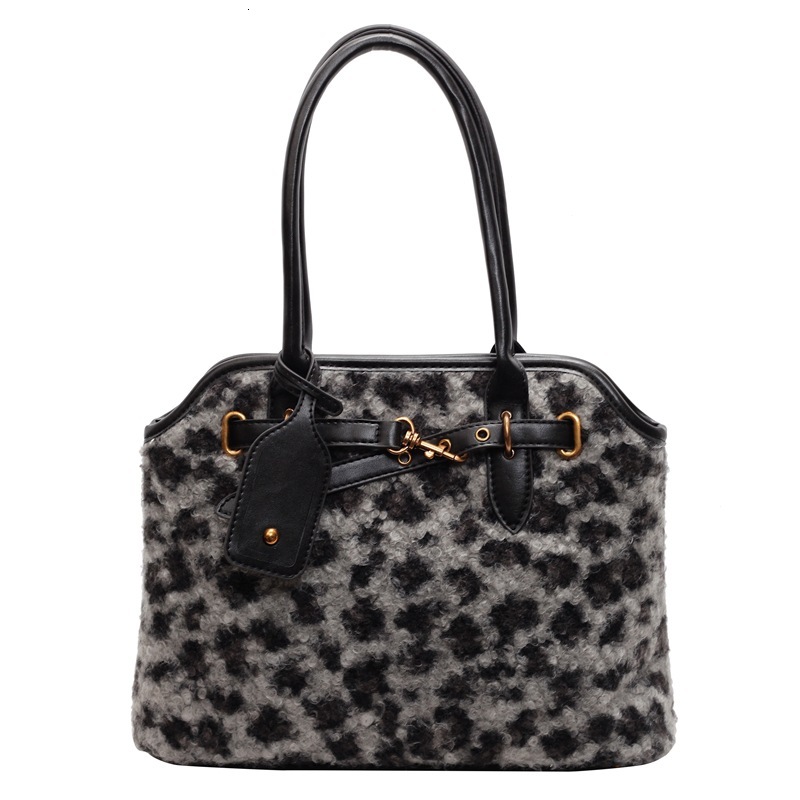 Luxury Brand Designer Bag Vintage Super Popular Plush Leopard Print Handbag Underarm Bag For Women 2024 Winter New Fashion Commuter Large Capacity Tot