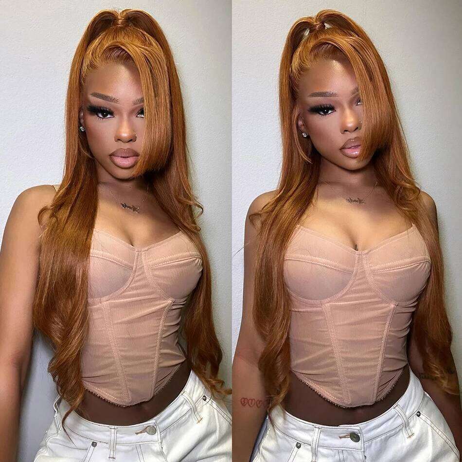 NAMM 13x6 Ginger Colored Front 180% HD Lace Frontal Straight Honey Blonde Color Human Hair Wigs