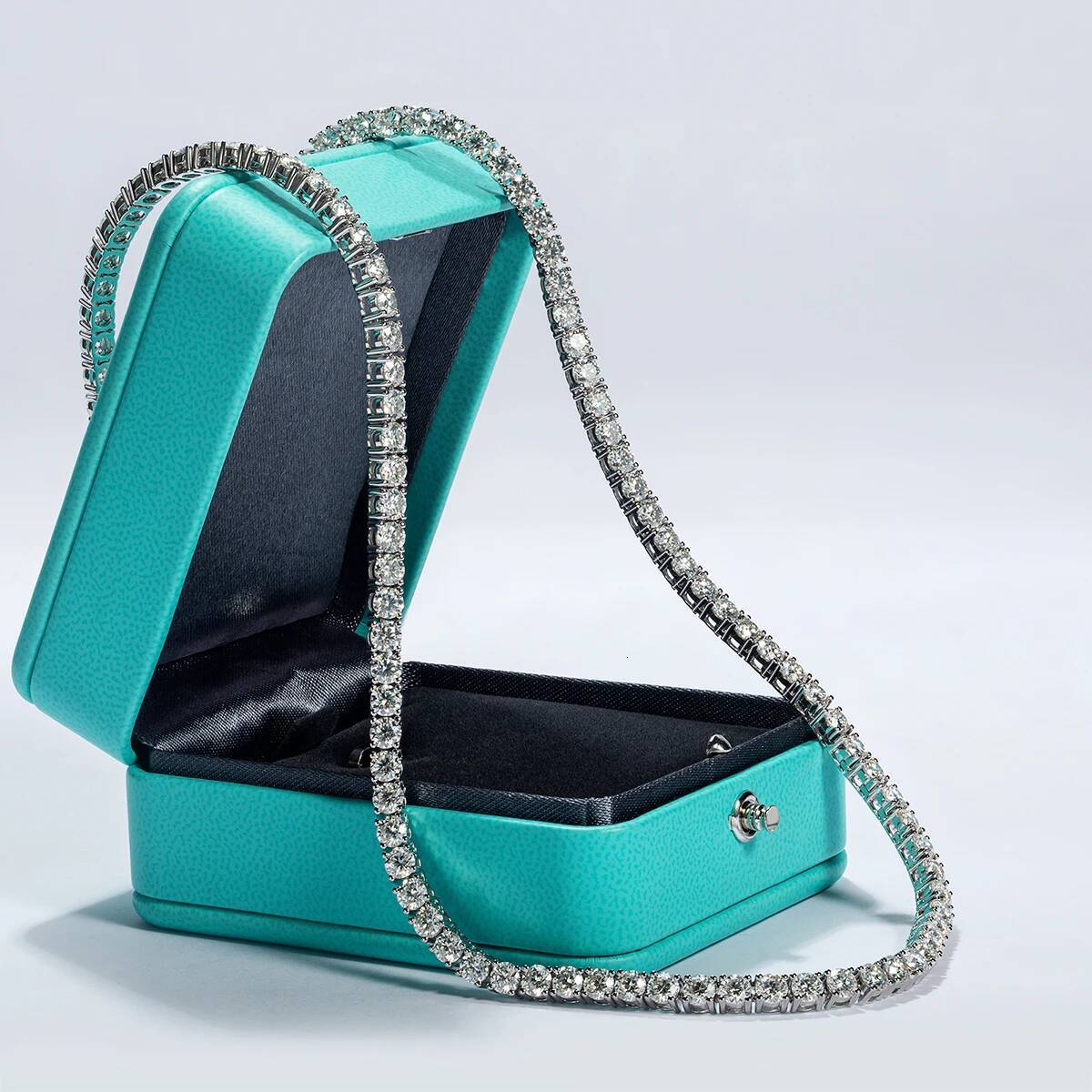 AnuJewe 4mm D Color Moissanite Dia Tennis Gold Plated Sterling Sier Necklace Customs Jewelry Wholesale