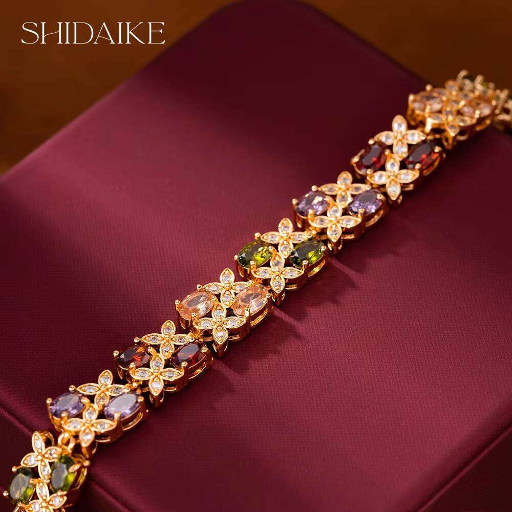 Designer Wristband Fashion Brass Gold-Plated Brand Colorful Women's Bracelet