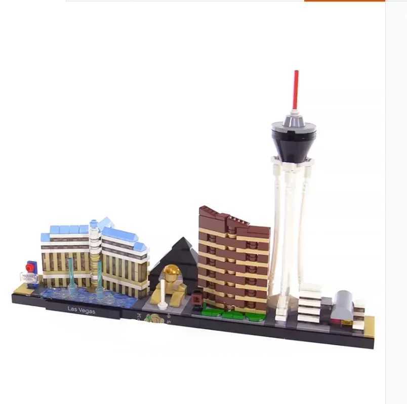 Architecture Compatible With 21047 Architecture Las Vegas Building Blocks Bricks Toys For Adults Kids Art Home Decoration Gift Z250607