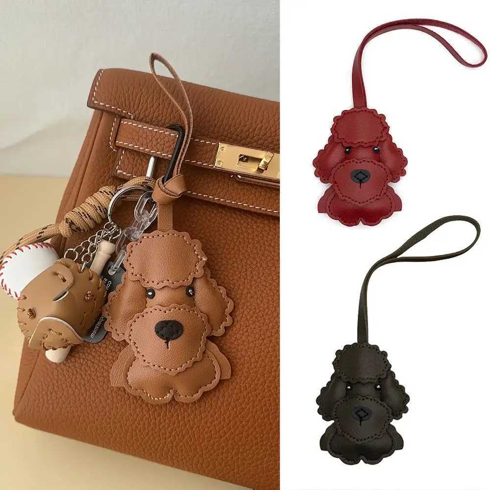 PU Leather Bear Hanger Dog Animal Cartoon Handmade Keychain Cute Puppy Cartoon Teddy Dog Bag Pendant Charm Ornament Accessories XJ250607