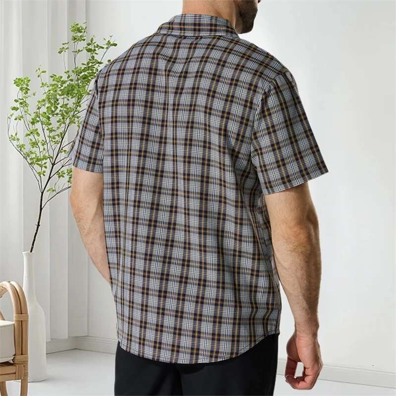 Mens Plaid Short Sleeve Button Down Shirts for Summer Casual Wear Regular Fit Tops with Stylish Design