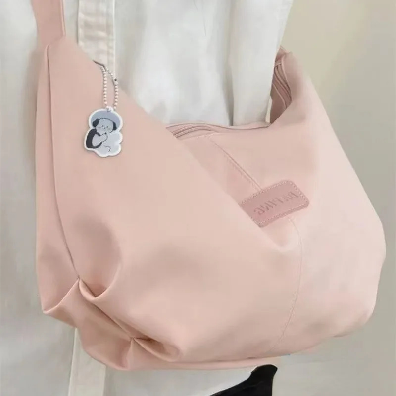 Xiuya Casual Nylon Womens Shoulder Bag Korean Fashion Simple College Style Crossbody Bag Large Capacity Ladies Handbag 250606