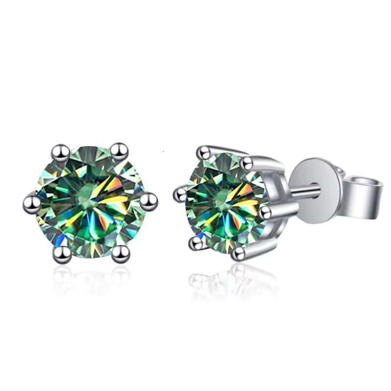 Six-claw Classic Luxury Mossanite Jewelry Screw Back Earrings 925 Sterling Silver VVS Moissanite Diamond Ear Stud for Men Women
