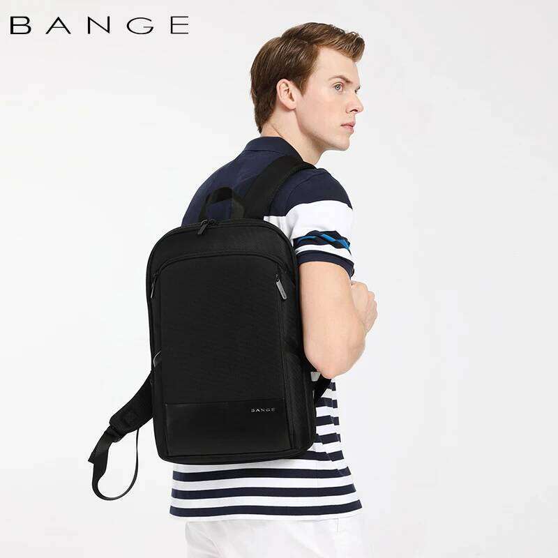 BANGE Slim Business Expandable Waterproof 15.6" Laptop Backpack Fashion Male Travel Light Scalable Shoulder Bags For Men
