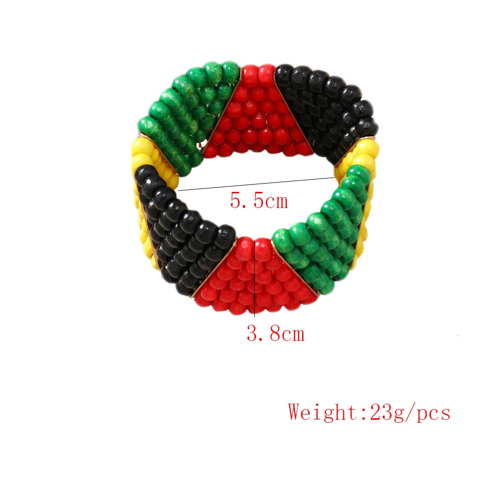 1 Pcs Bohemian Ethnic Colorful Wooden Beads Bracelet for Women Men Handmade Elastic Wide African Tribal Hand Jewelry Accessories 250605