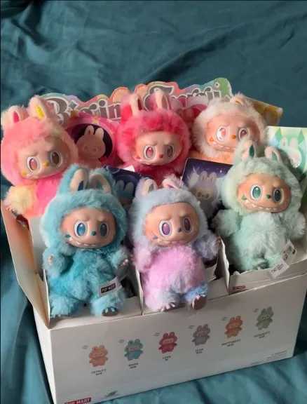 For Labubu Heartbeat Macaron Enamel The Monsters Face Blind Box PVC Figurine Tabletop Ornament Kawaii Doll Kid Birthday Gift XJ250607