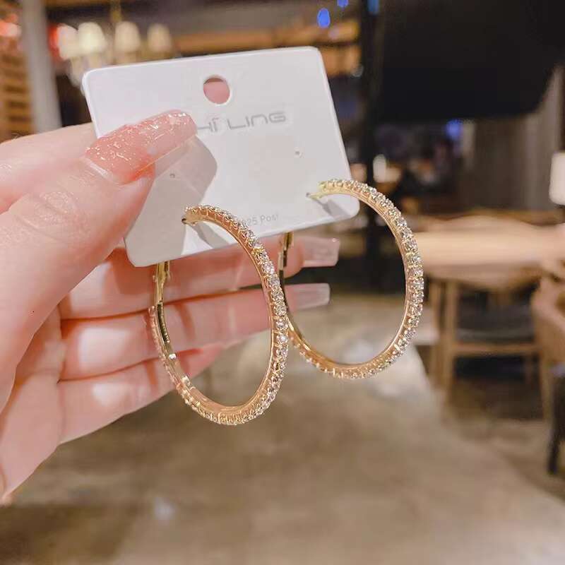 Gold Silver Hoop Earrings for Women Diamond Girl Earrings Wholesale N2412171