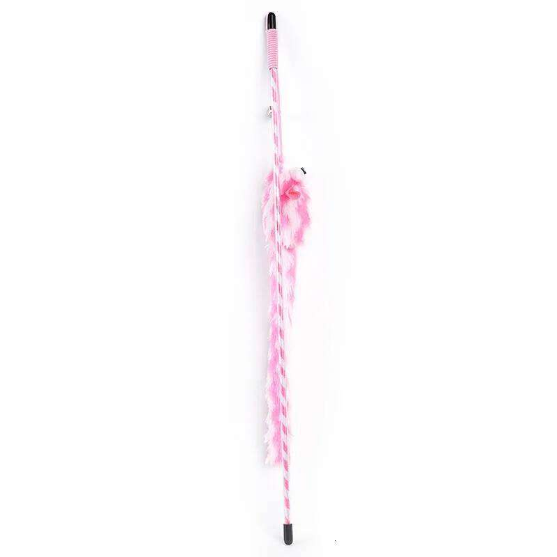 Toys Bouncy Rod Bell Bait Toy Plush Longtail Mouse Stripe Funny Stick Pet Supplies Cat Accessories