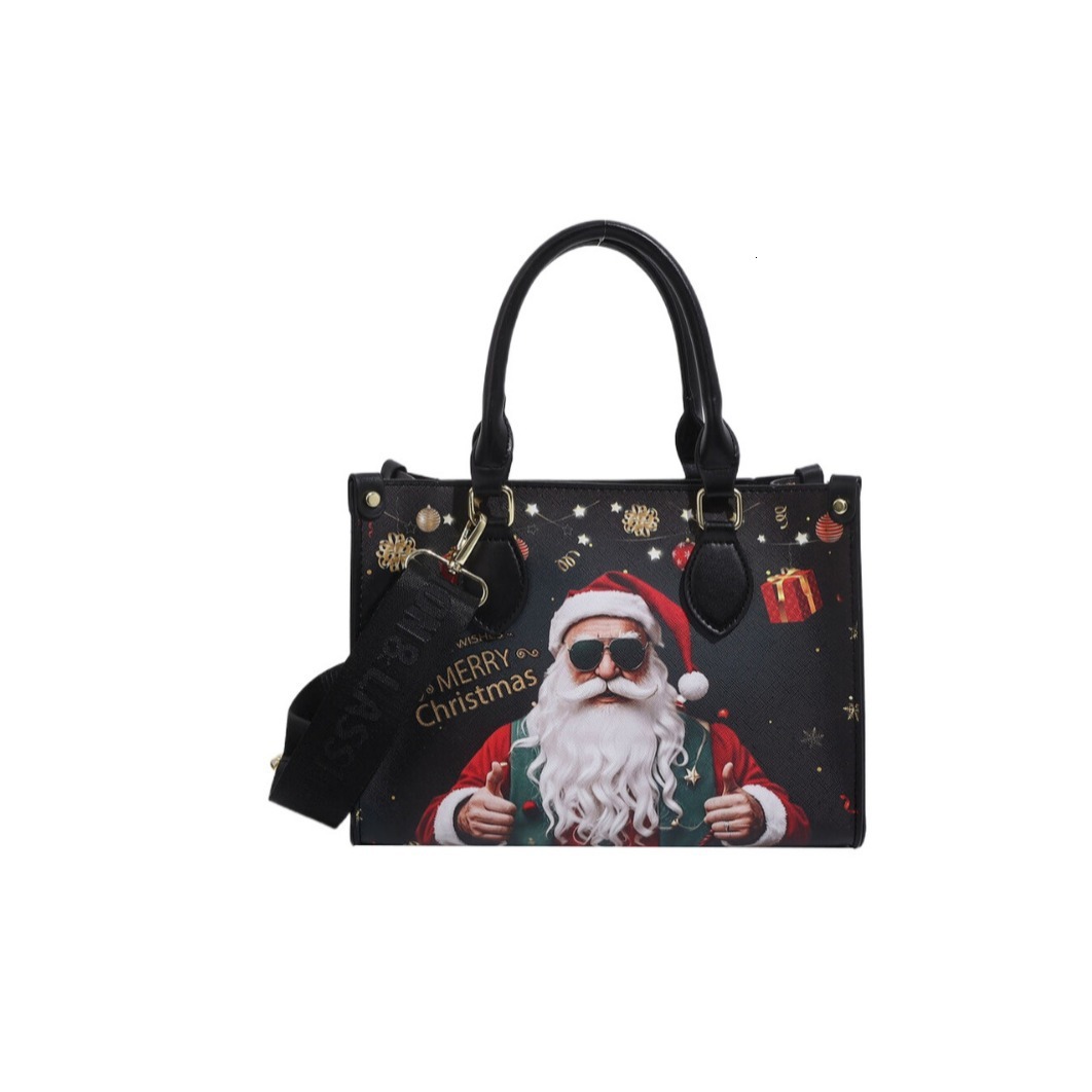Luxury Brand Designer Bag Santa Claus Print Tote Bag For Women 2024 New Trend Large Capacity Handbag Versatile Commuter Shoulder Bag