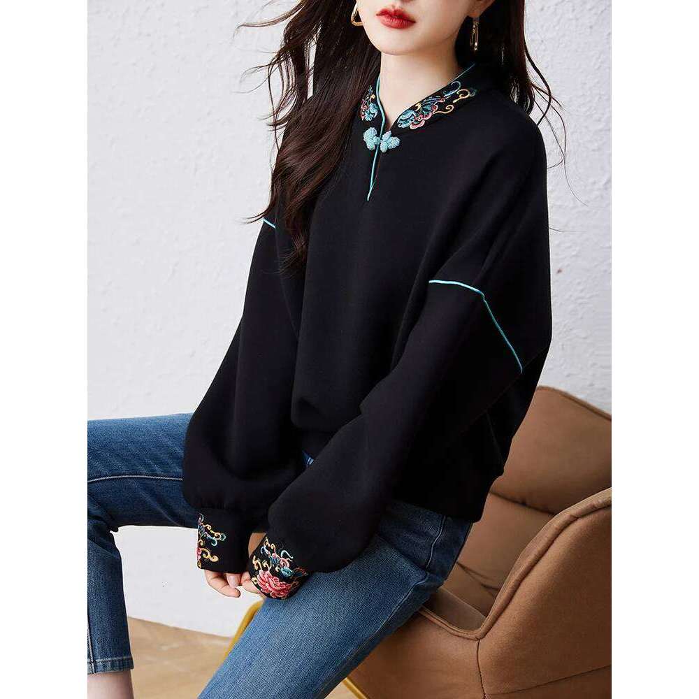 Chinese Style Sweatshirts Women's Hoodies Fashion Pullovers Spring Autumn Casual Sweatshirts Tops Female
