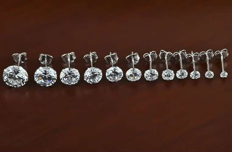 925 pure silver ladies 3mm to 10mm moissanite earrings