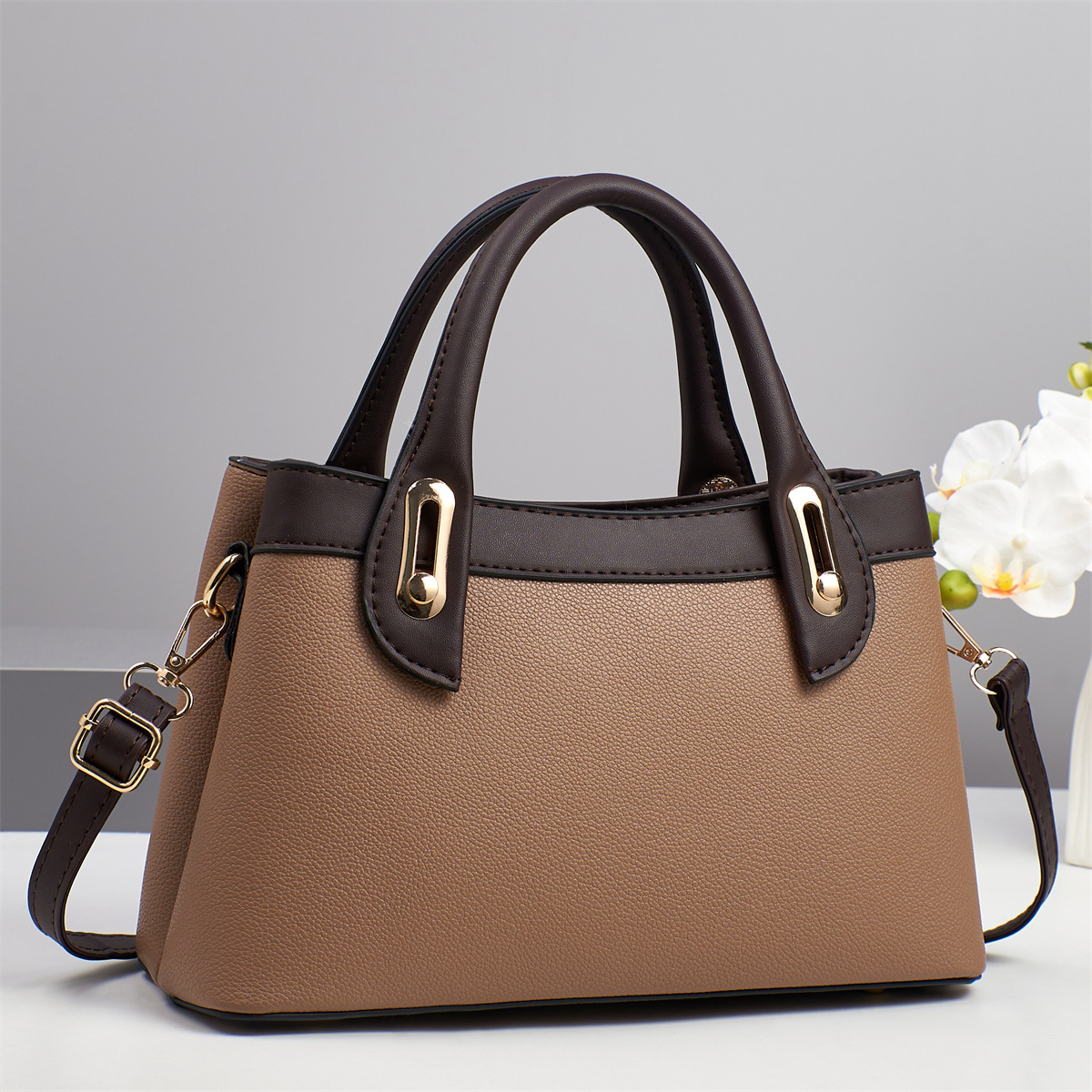 Luxury Brand Designer Bag New Cross-Border Bag For Women Trendy Lychee Texture Patchwork Shoulder Bag Large Capacity High-Quality Gift For Mom One-Pie