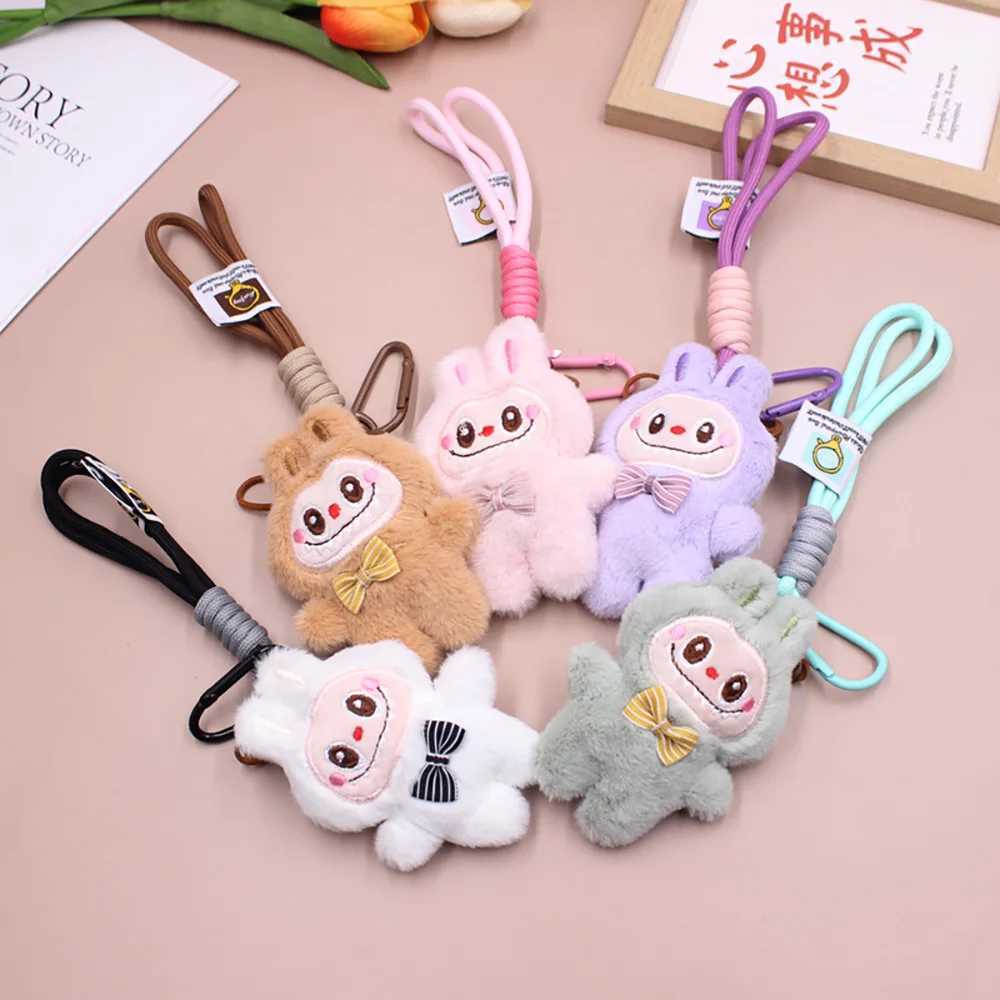 New Cartoon Labubu Keychain Cute Plush Doll Bag Charm Kawaii Anime Pendant Car Key Chain Gift A29 XJ250607