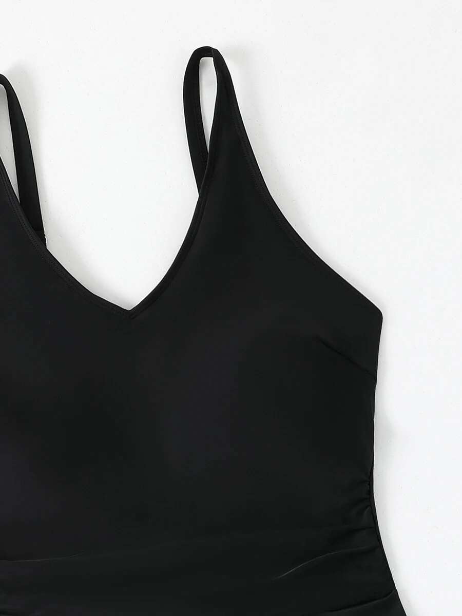 Womens Floral Print Halter Neck Backless Swimsuit with Ruffle Detail and Tassel Tie-up Waistband Beachwear