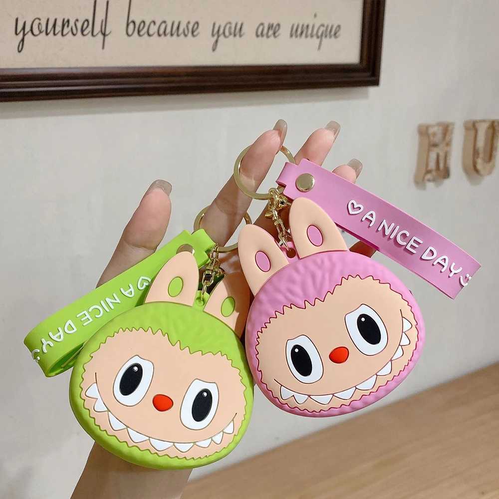 Labubu The Monsters Kawai Keychain Wallet Coin Purse Earphone Organizer Data Cable Organizer Bag Key Ring GiftsXJ250607