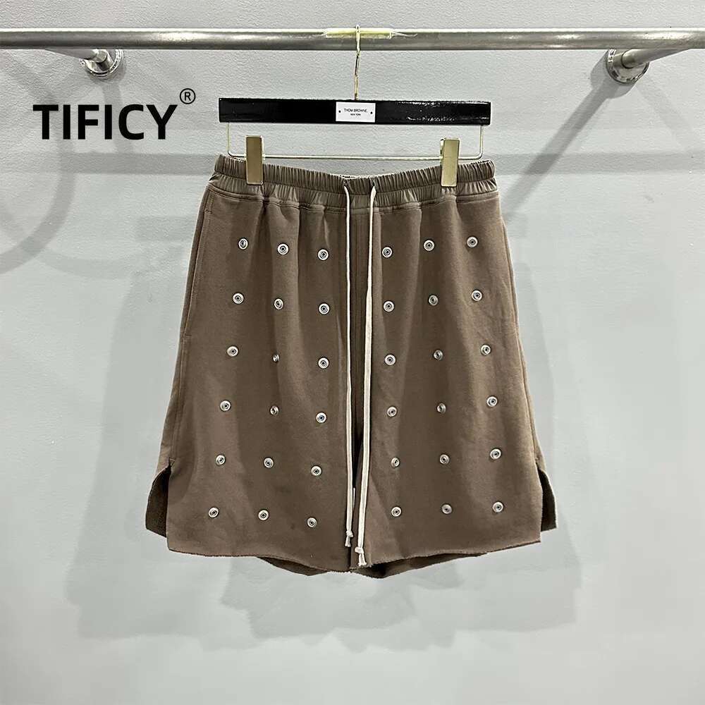 TIFICY High Street Cotton Pants Men's Summer Punk Multi Willow Nail Dark Loose Fit Five Inch Mid Length Sweatpants Casual Shorts