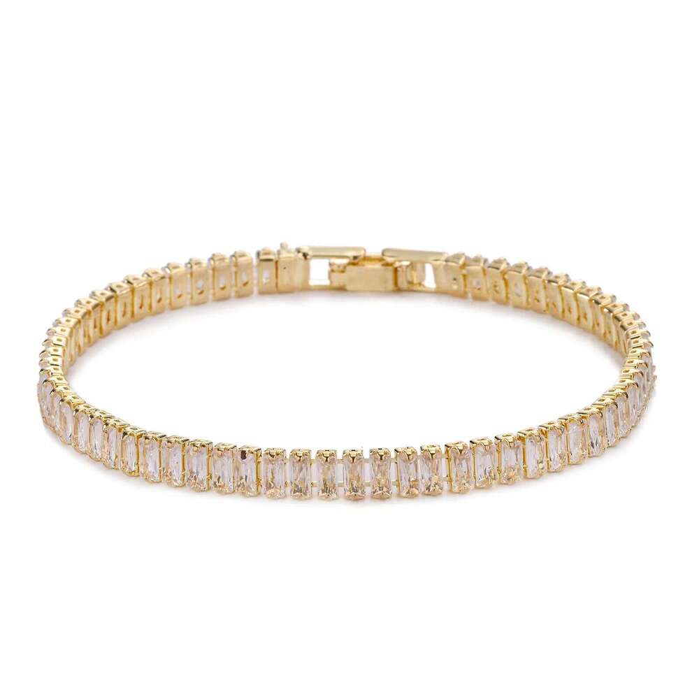 Women's New Gold-Plated Tennis Bracelet with Zircon Sier-Plated Fashion Gift Accessory