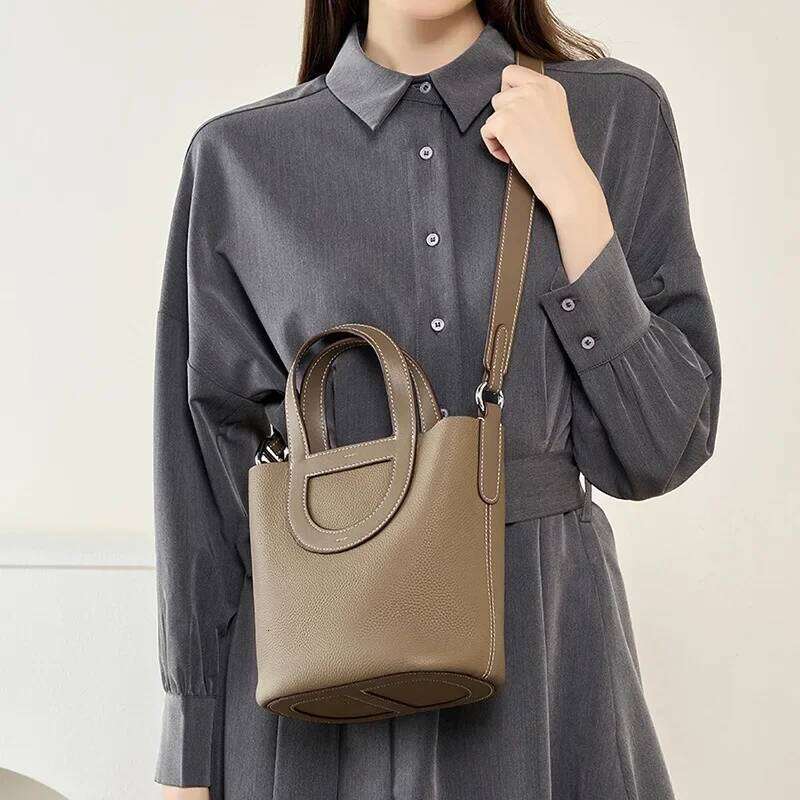 designer bag Luxury Bag Women Top Layer Cowhide Bucket Hand-Held Shoulder Cross-Body Leather Women's Bag Tide