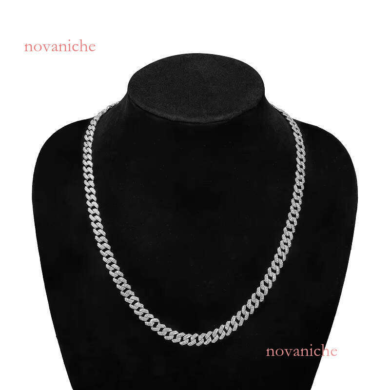 Classic 8mm Punk Rock Link Custom S Sier Man Necklace with Dia Hip Hop Choker Cuban Chain in Rose Gold Main Stone