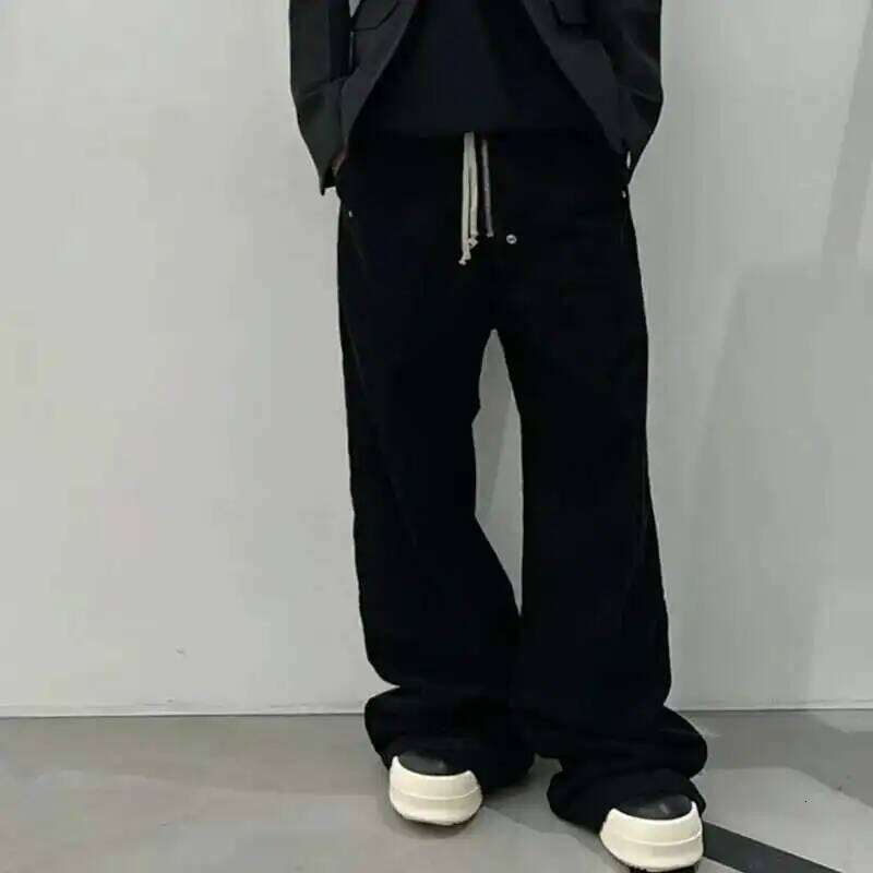 HKSH Spring New Dark RO Style Wide Leg Zipper Loose Straight Casual Pants For Men And Women Tide Chic Punk Fashion Cotton Hk0130