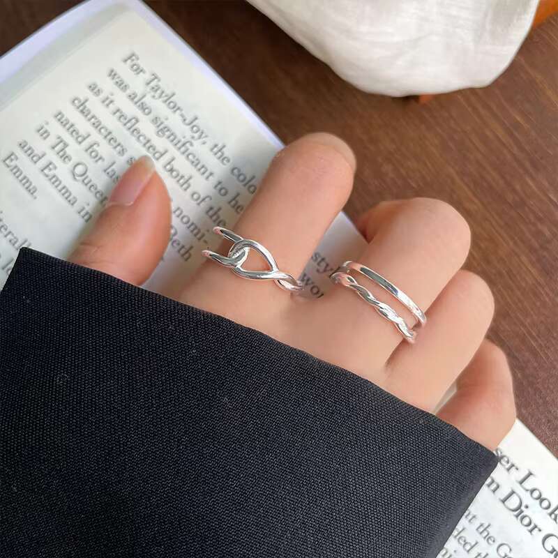 Wholesale personalized European and American design 925 silver Moissanite diamond open geometric ring, fashionable jewelry ring, unisex