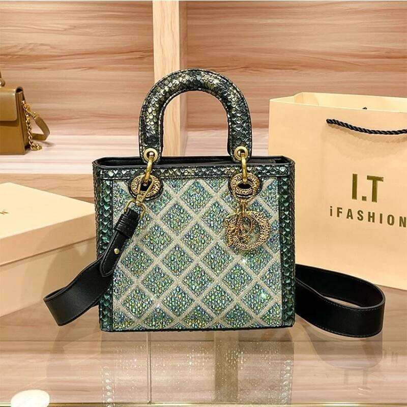 Fashion Dias Light Hundred Shoulder Girls Handbag Toffee Snake Print Women's Bag Cowhide