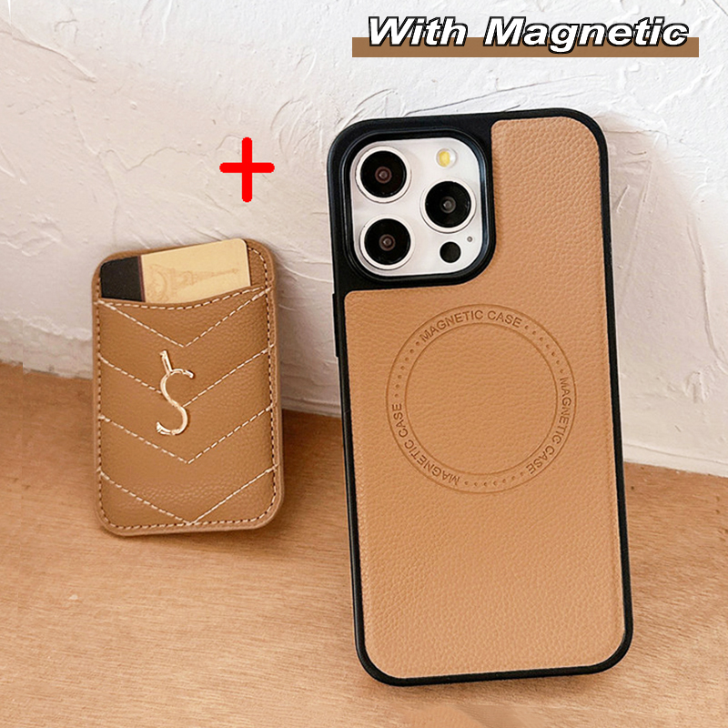Luxury Phone Case for iPhone 16Pro Max Magsafe Designer Phone Case Card holder 15 14 13 for Women Anti-drop Shockproof Cover Magnetic Case with Card Insert S24 S25 Ultra