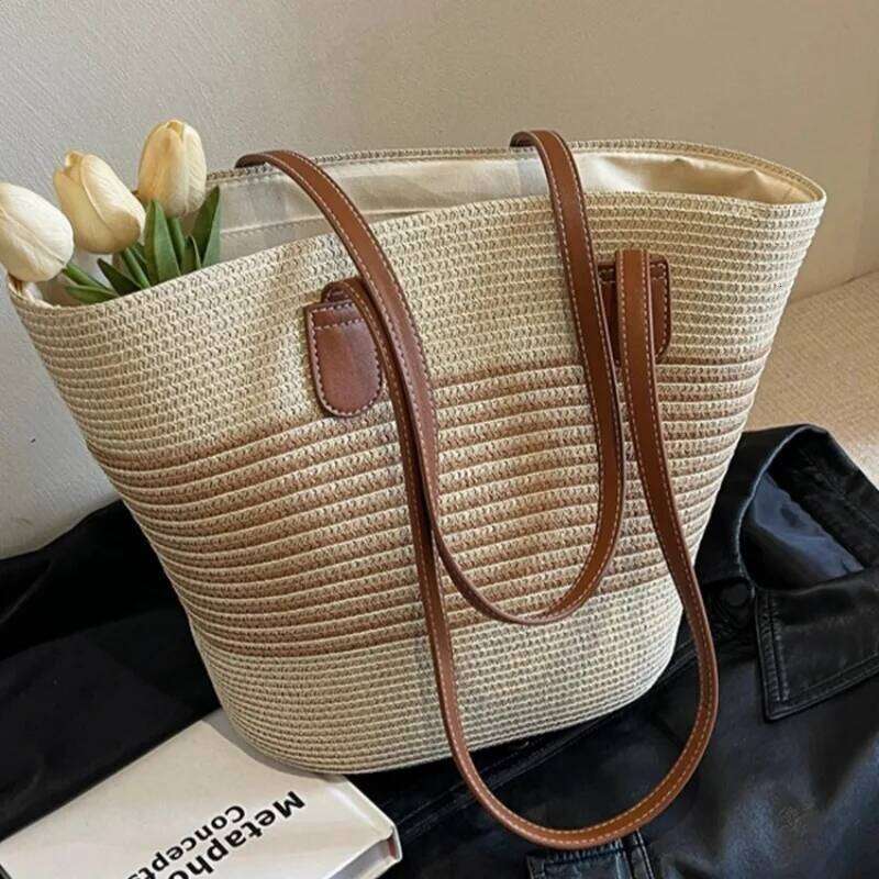 Straw women s summer inswind new beach seaside outdoor travel vacation large capacity shoulder bag