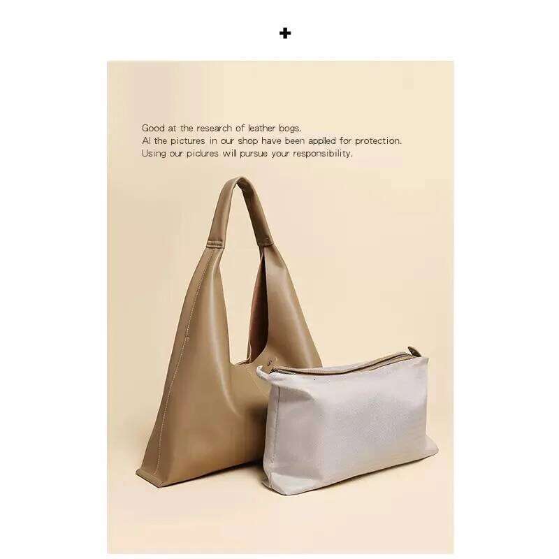 Large Capacity Cowhide Women's Shoulder Simple Soft Leather Tote Underarm Bag 2025 Niche Style for Ladies