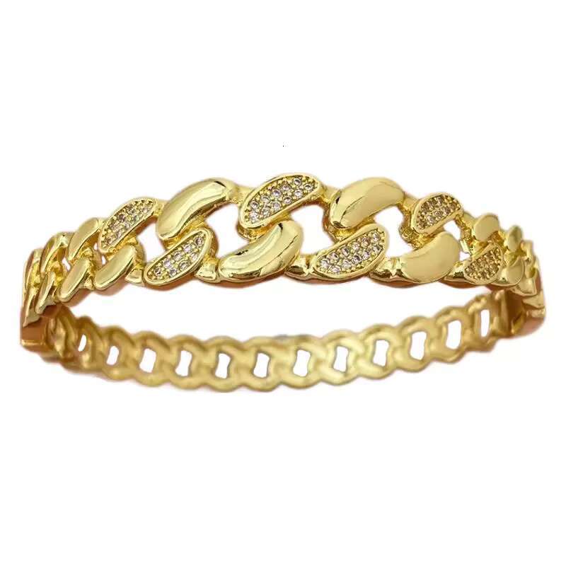 Hip Hop 18K Gold 925 Silver Diamond Cuban Link Bracelet Set, Unisex