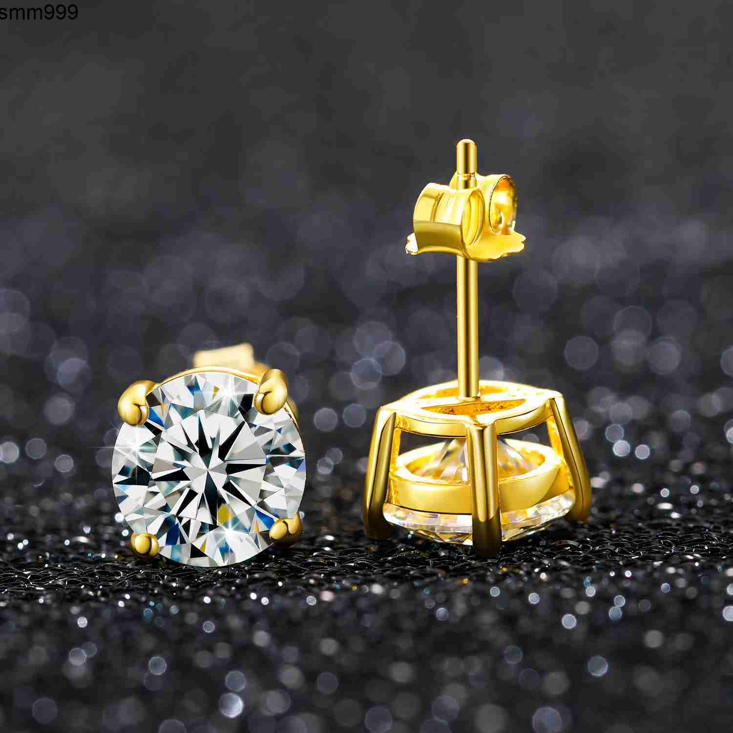 Moissanite Stud Earrings White Gold 925 Sterling Silver VVS Mossanite Diamond Men Women