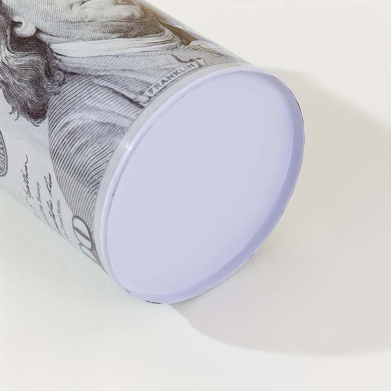 A Metal Cylindrical Dollar Pattern Piggy Bank, Coin Storage, Decorative Ornament, Currency Storage Jar