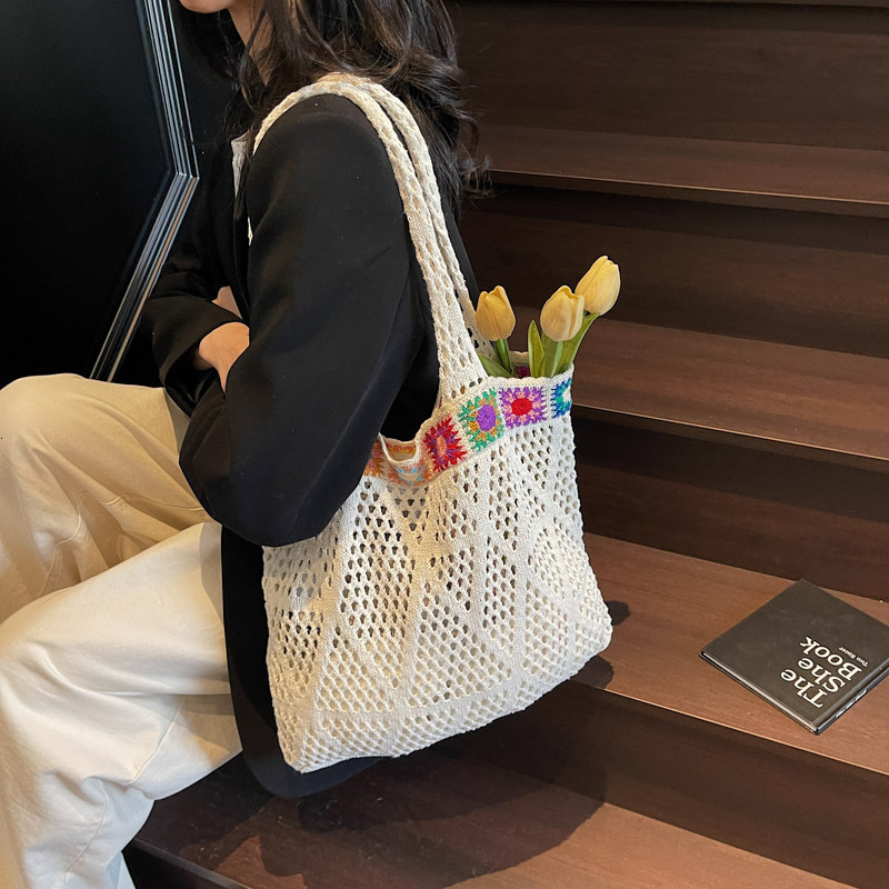 designer Lazy Style Straw Bag for Women 2025 Spring Summer New Versatile Shoulder Commuter Tote Bag Beach Vacation Beach Bag