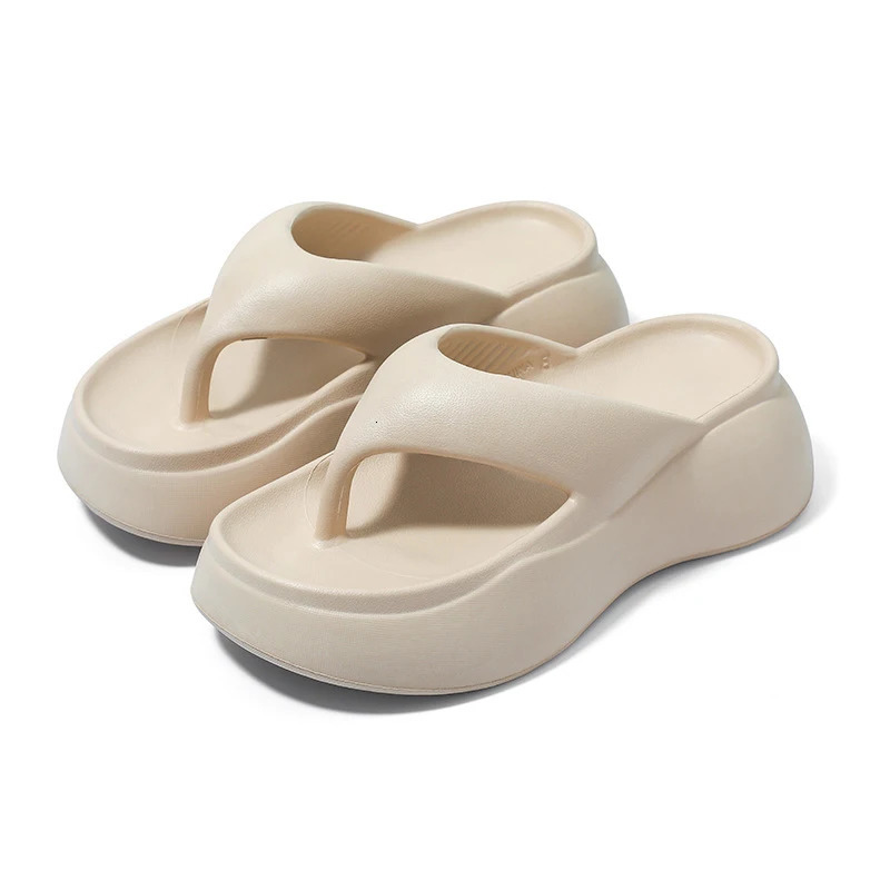 Japanese thick soled flip flops for womens summer outdoor wear 2024 EVA anti slip anti odor height increasing beach shoes 250605