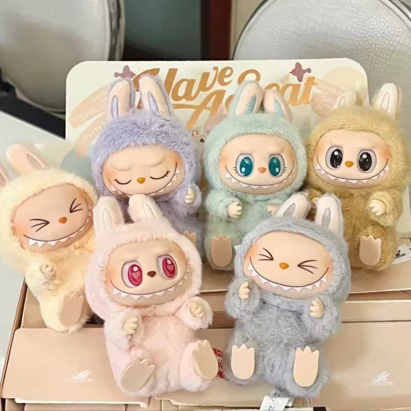 High Quality Anime Labubu Have A Seat Series Pendant Flocking Doll Model Toy Cute Monster 1 1 Replica Keychain Toy Birthday Gift Z250607
