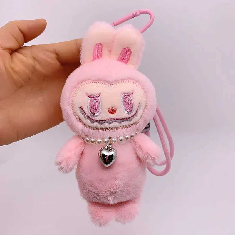 17cm New Cartoon Labubu Plush Pendant Kawaii Keychain Doll Student Schoolbag Pendant Backpack Car Hanging Doll Girl Boy Gift Toy XJ250607