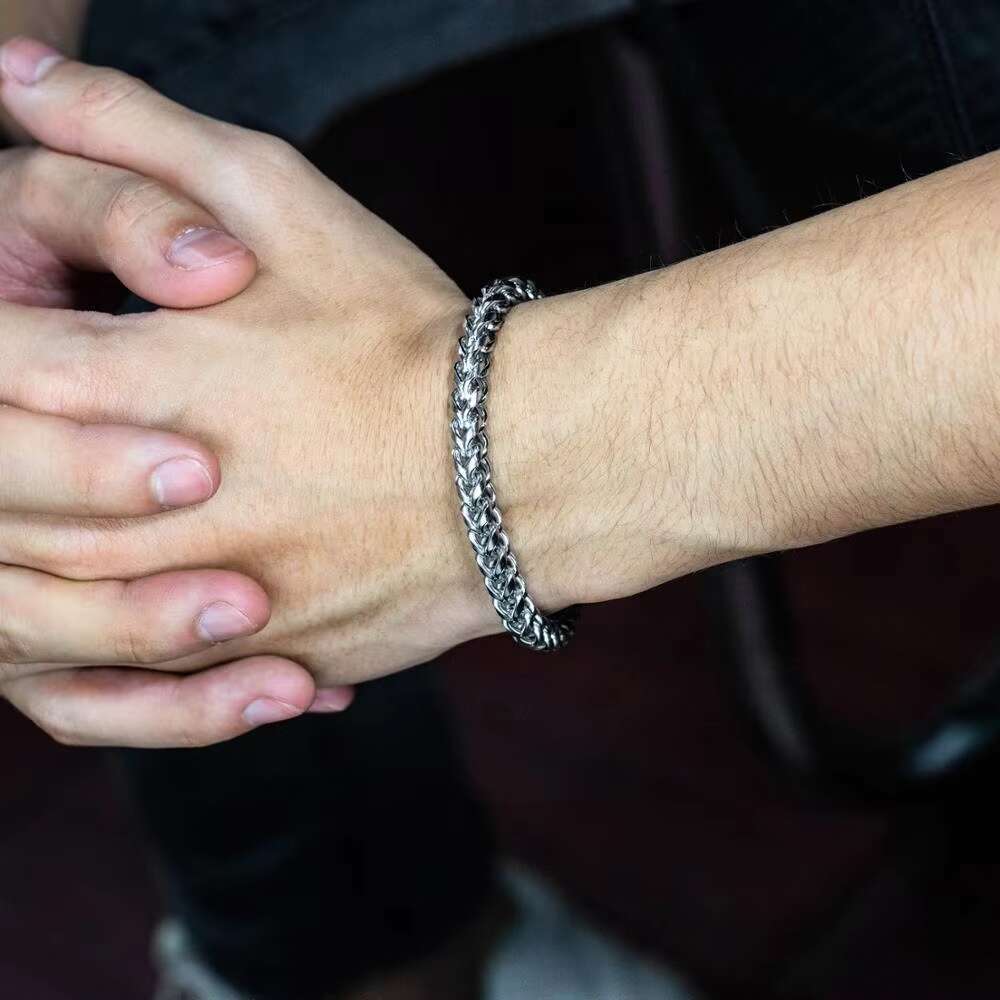 Unisex Stainless Steel Cuban Link Hand Curb Chains Hiphop Fashion Style Waterproof Mens Bracelets or Bangles for Parties