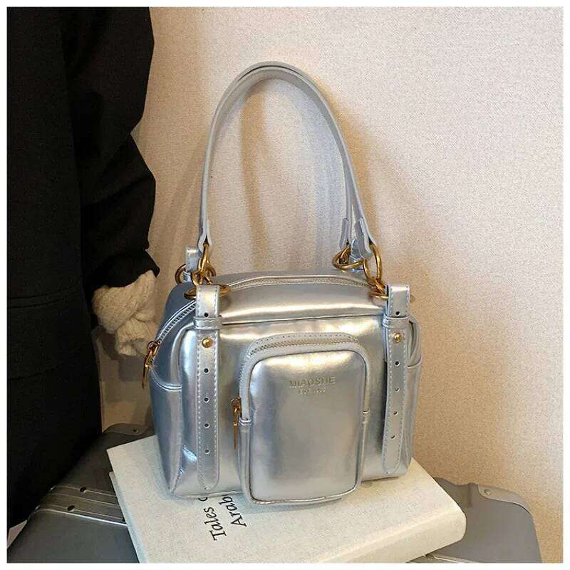 Elegant Large Capacity Leather Tote Bag Vintage Minimalist Crossbody Handbag Designer Letter Stylish Commuter Purse