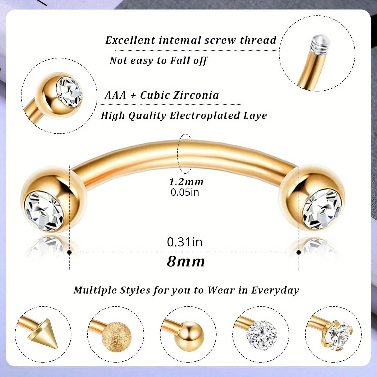 Drperfect 1pc Stainless Steel Rook Piercing Jewelry Lip Ring Cartilage Daith Surface Tragus Eyebrow Rings 250606